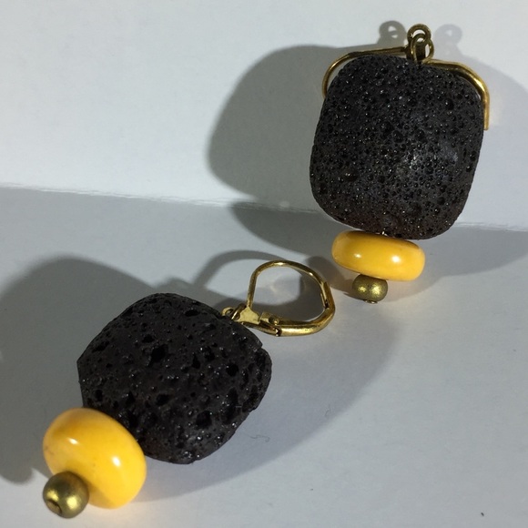 STRONG Lava Rock & Magnesite Stone Dangle Earrings - Picture 2 of 8